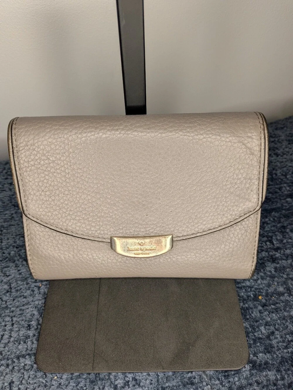 Kate Spade New York Grey Pebble Leather Trifold Wallet